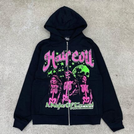 Half Evil Men’s Black and Pink Hoodie