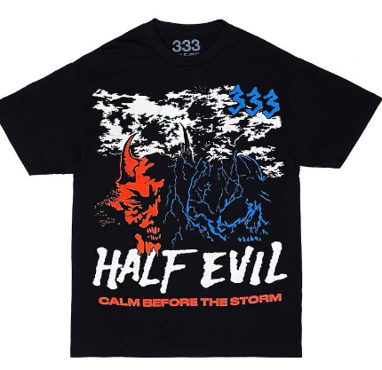 333 Half Evil Calm Before The Storm T Shirt Black