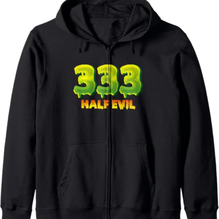 Half Evil 333 logo Zip-Up Hoodie Black